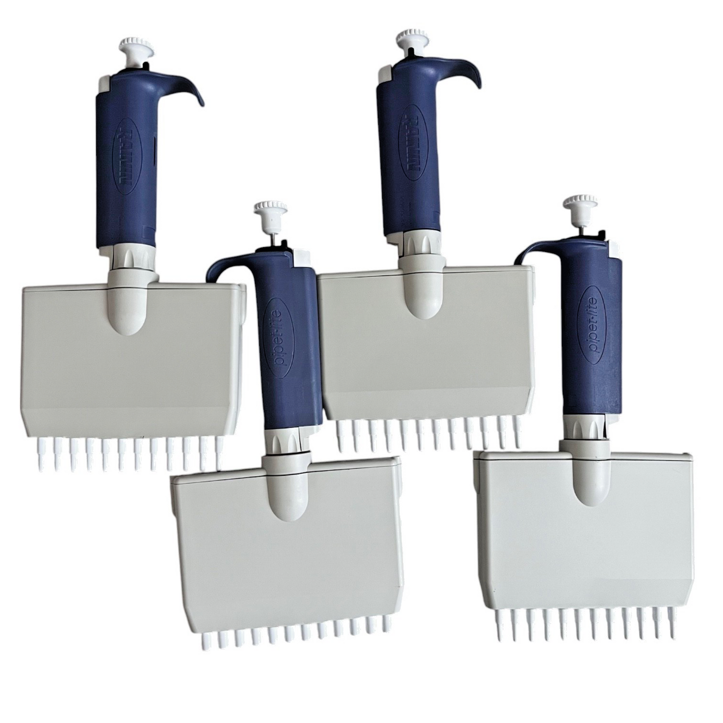 Lot (4) Rainin Pipet-Lite L20 L200 L10 LTS 12-Channel Multichannel Pipettes