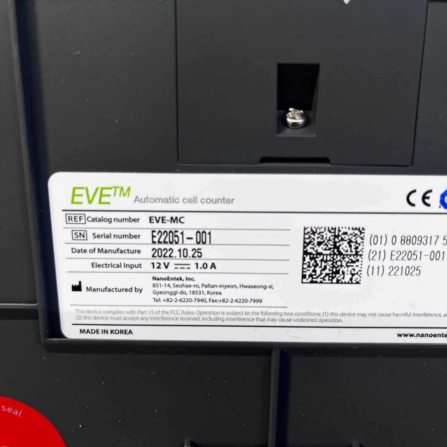 2022 NanoEnTek EVE-MC Automatic Cell Counter WARRANTY