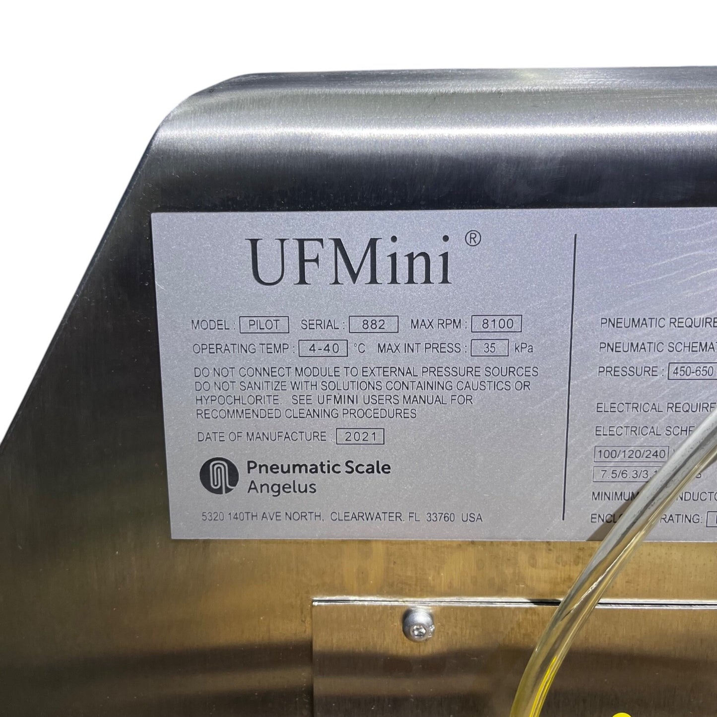 Carr Biosystems UFMini Pilot Single-Use Centrifuge WARRANTY