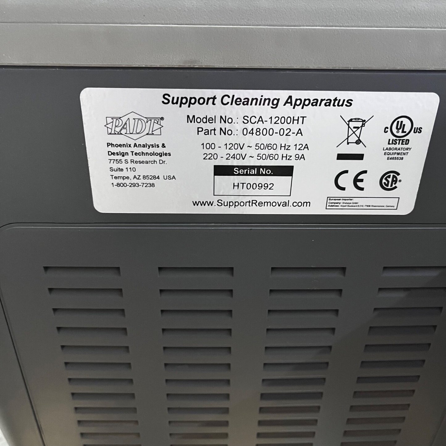 (1) PADT Clean Station for 3D Printed Parts - SCA-1200HT WARRANTY