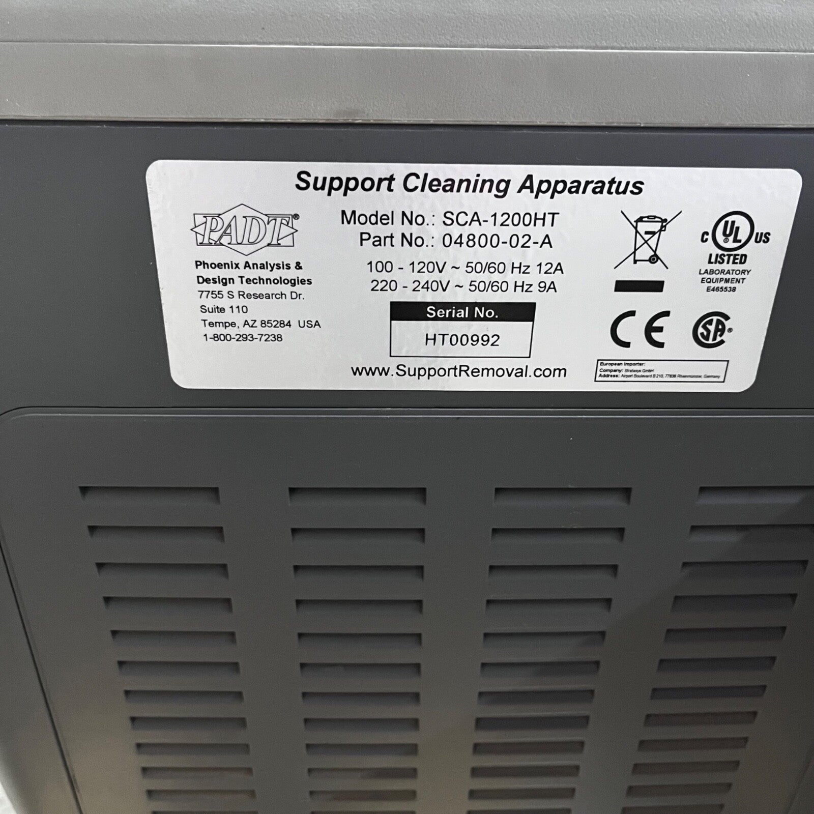 (1) PADT Clean Station for 3D Printed Parts - SCA-1200HT WARRANTY